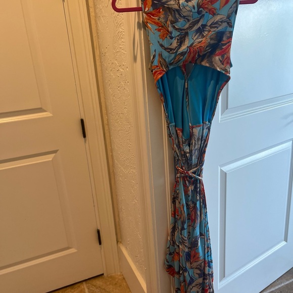 Lulu's Blue and Red Floral Maxi Dress - Picture 2 of 4